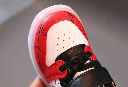 Disney Children's Led Light Shoes Fashion Aoger Spiderman Boys Sneakers Girls Cartton Casual Shoes Breathable Kids Sport Shoes.