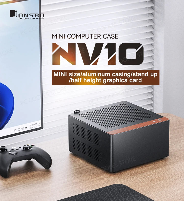 JONSBO N10/NV10 MINI ITX Case Supports 1U FLEX Power Supply Aluminum Alloy Desktop Office Computer Case.