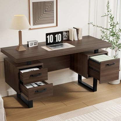 Moderner Schreibtisch im minimalistischen Stil, MDF-Desktop mit hochwertigem Stahlrohr, super langlebig, Aufbewahrungsdesign, geräuschlose Schublade