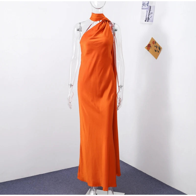 Elegante Feste Band Frauen Halfter Kleid Off Schulter Ärmellose Backless Dünne Weibliche Maxi Kleider 2025, Sommer Neue Chic Dame Robe.