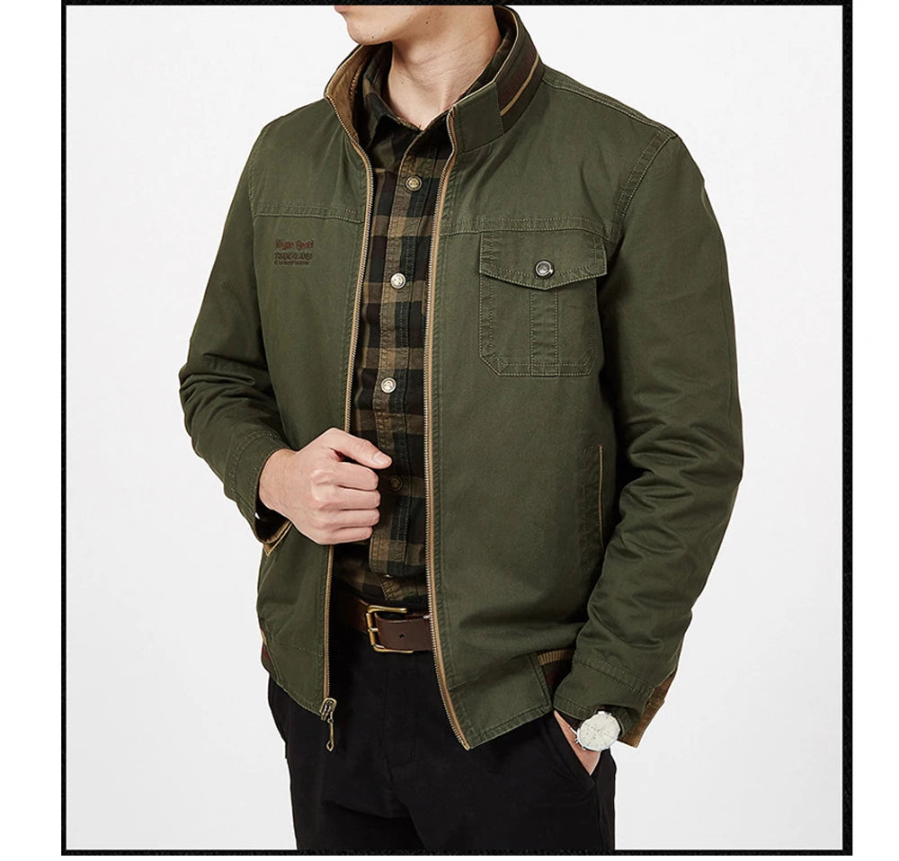DIMUSI Autumn Men's Double-sided Military Jacket Casual Man Cotton Business Coats Fashion Men Multi-pocket Jackets Clothing 8XL.