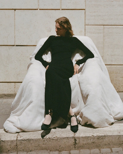 Tossy Weibliche Rüschen Strickwaren Langes Kleid Mode Patchwork Schlank Kontrast Revers Casual Party Kleid Kleid frauen Stricken Maxi Kleid