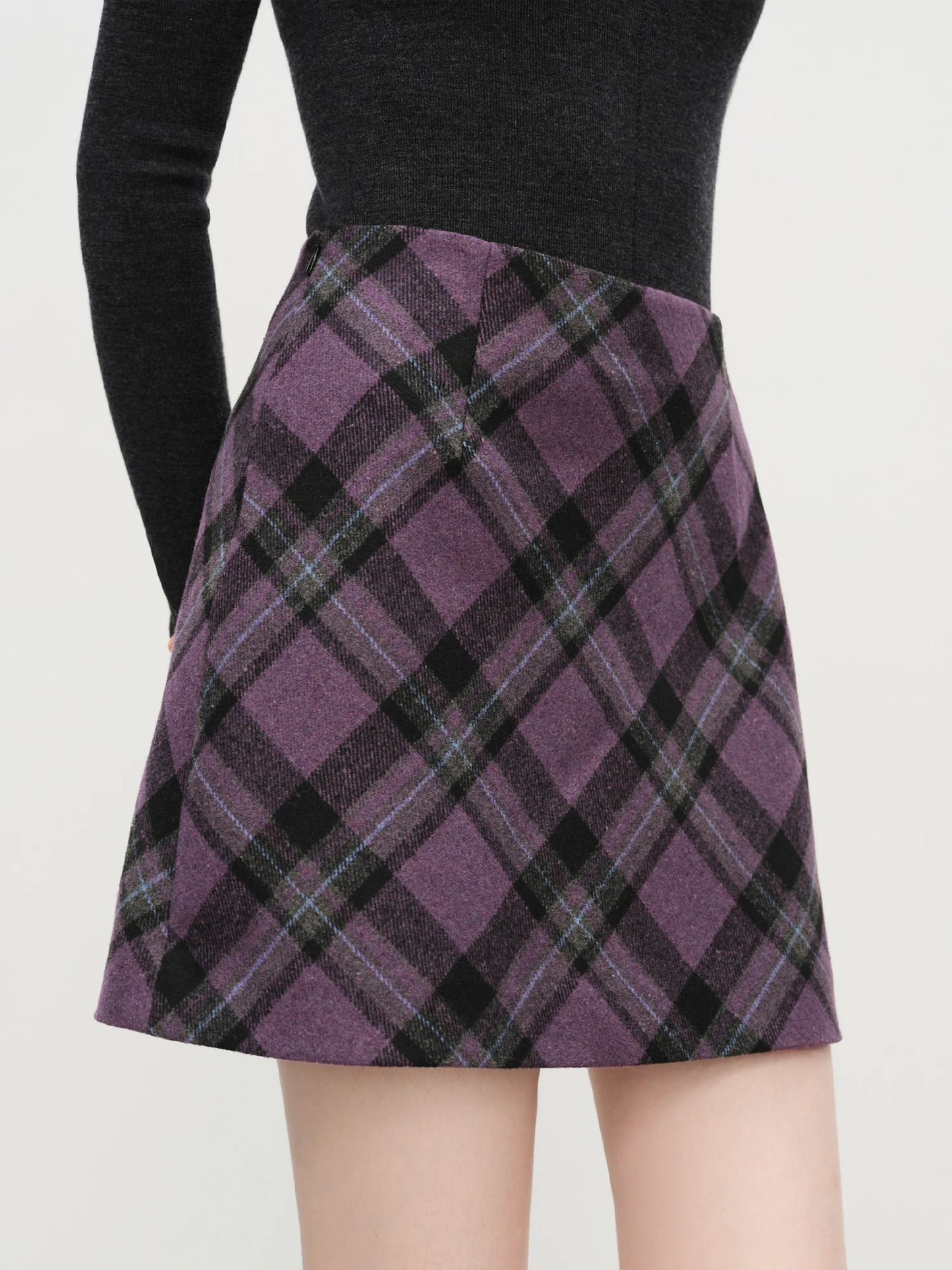 FSLE Autumn Party Skirt High Waist Retro Plaid Knit WoolShort Skirt For Women 2025 Fall Winter New Arrival Y2K Mini A-line Skirt