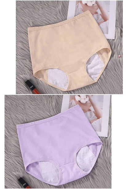 2pcs Girl Menstrual Panties Women's Physiological Briefs Ladies Period Leak Proof Panty High Waist Cotton Underwear.