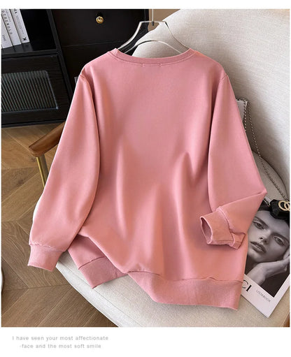 170kg plus size Damen büste Frühling Herbst Winter lose O-Neck Sweatshirt Langarm lässig Top 6xl 7xl 8xl 9xl 10xl 11xl