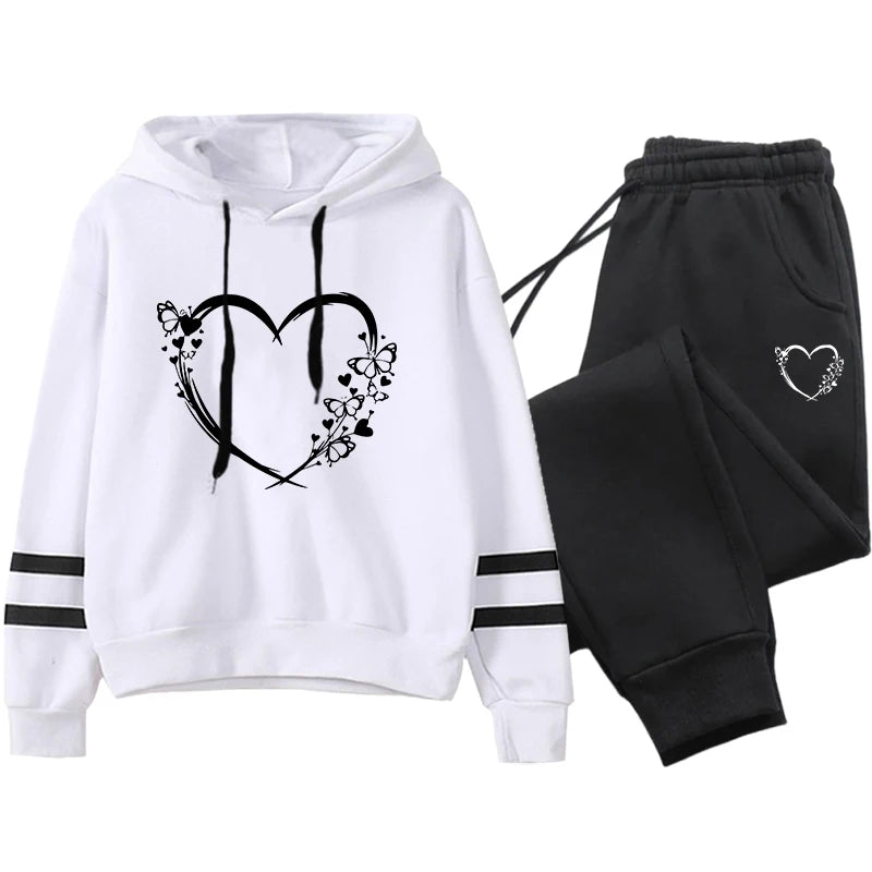 Loose and Comfortable Two Piece Set for Women Stripe Women's Tracksuit 2025 Women's Sports Suit Casual Hoodie Daily Jogging Sets.