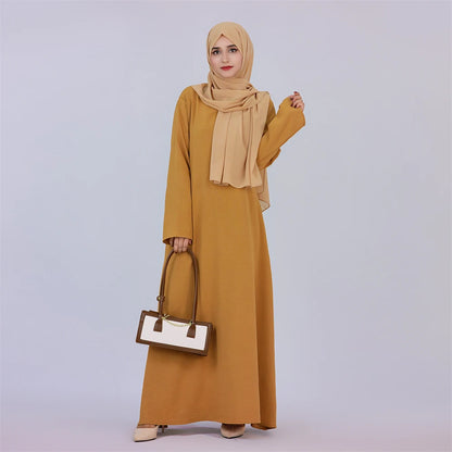 Ramadan Eid Solid Linen Dubai Abaya Turkey Islam Muslim Modest Dress Kaftan Prayer Clothes For Women Kebaya Robe Femme Musulmane