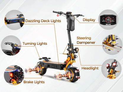 YUME X11+ adult electric scooter 6000W dual motor 60V 30Ah battery 11-inch tires top speed 95km/h range 100km..