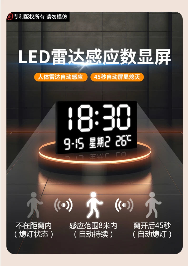 Wohnkultur LED Lichter Digital Display Wanduhr Wohnzimmer Wand Dekoration Hängen Malerei Digitale Elektronische Uhr