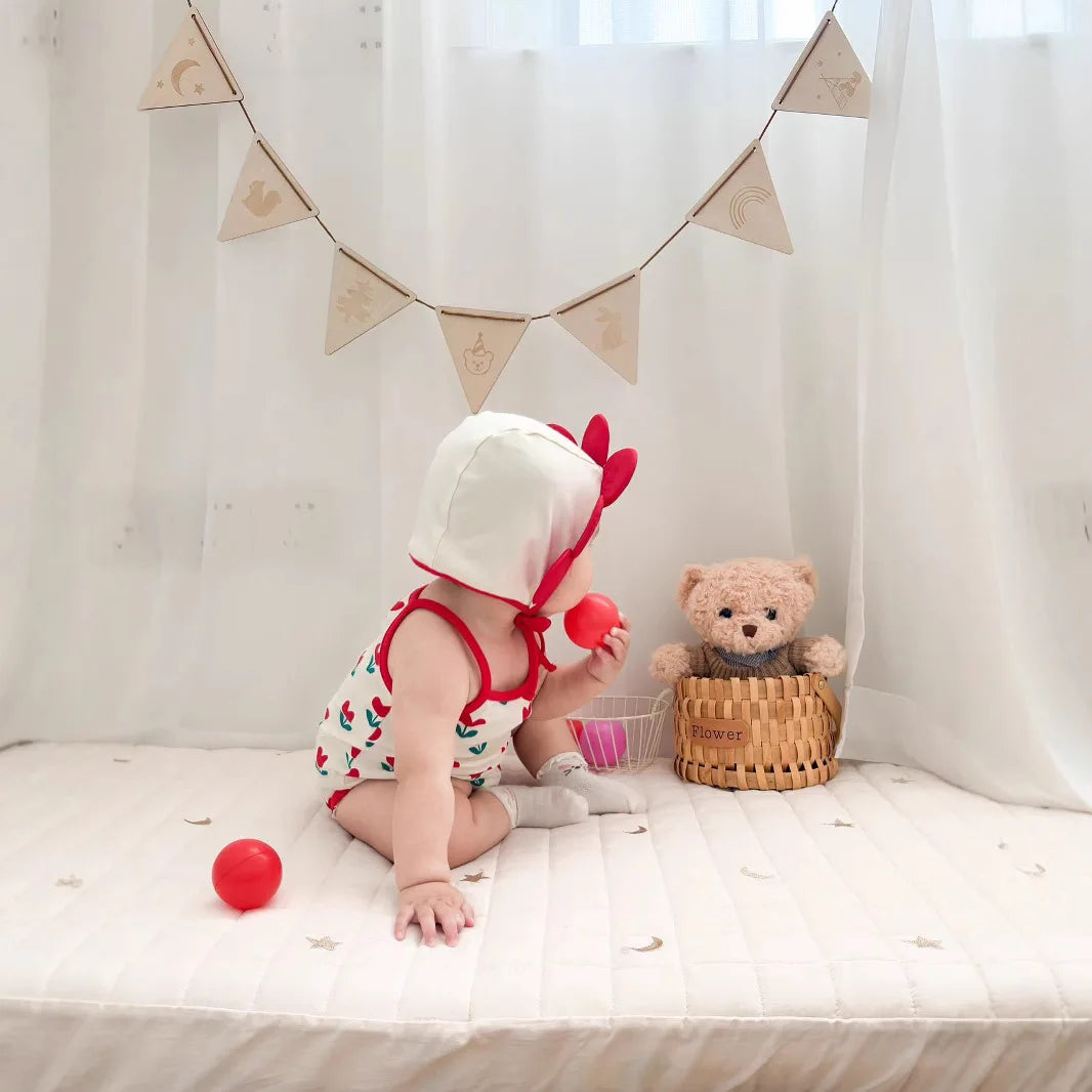 Baby Ein Stück Kleidung 2025, Sommer Koreanische Baby Body Ins Blume Voll Gedruckt Baby Sling Klettern Kleidung Mit Hut.