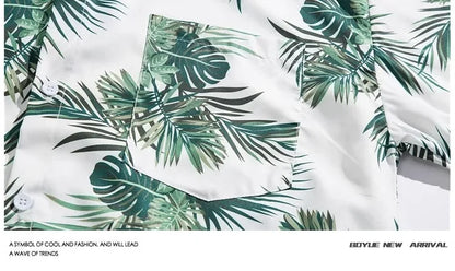 Shopee Popular Men's Loose-fit Hawaiian Vacation Beach Shirt Shorts Set Summer Casual Comfortable Clothing.