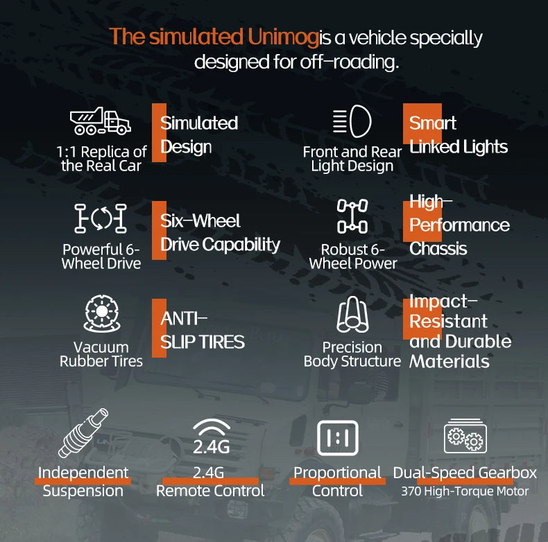 C8823 6WD RC Car 1/18 Off-road Remote Control Vehicle 2.4G High Speed Climbing Transport Rescue Crawler Model Toys for Children.