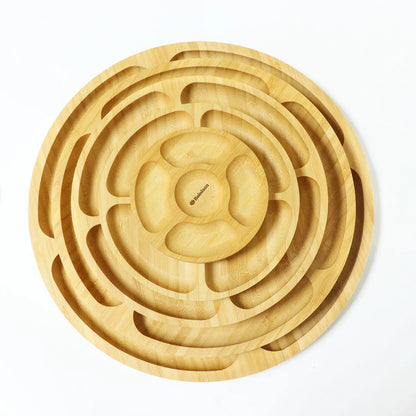 Bainison Bamboo Tray With Compartments-Snack Sorting Platter, Party Candy Buffet Display,Household Kitchen Outdoor Bamboo Tray.