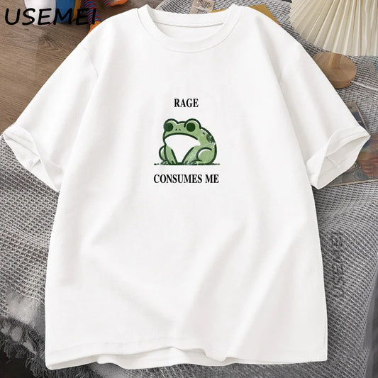 Rage Consumes Me Frog Vintage T Shirt Men Women Tee Nature Lover Silly Frog Retro T-Shirt Mens Clothing Cotton Short Sleeve Top.