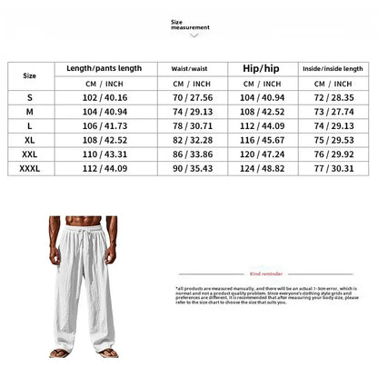 Frühling Sommer Dünne männer Casual Leinen Hosen Strand Stil Kordelzug Gerade Bein Lange Hosen Hochwertige Bequeme Passform.