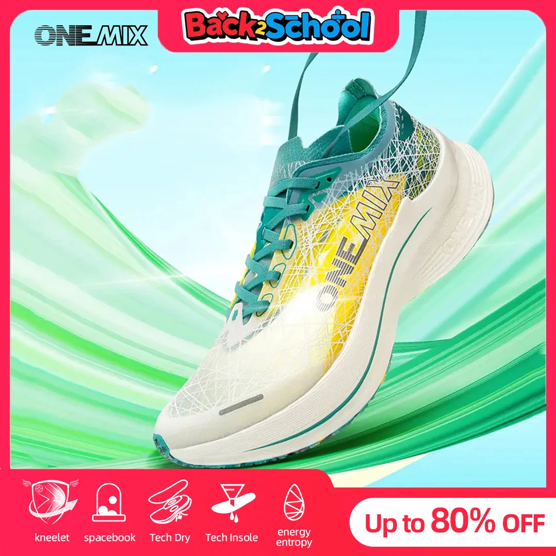 ONEMIX Marathon Carbon Plate Running Shoes Shock Absorption Ultra-light Sports Shoes Rebound Technology Outdoor Men Sneakers.