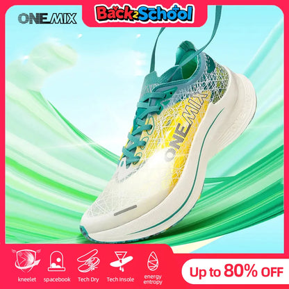 ONEMIX Marathon Carbon Plate Running Shoes Shock Absorption Ultra-light Sports Shoes Rebound Technology Outdoor Men Sneakers.