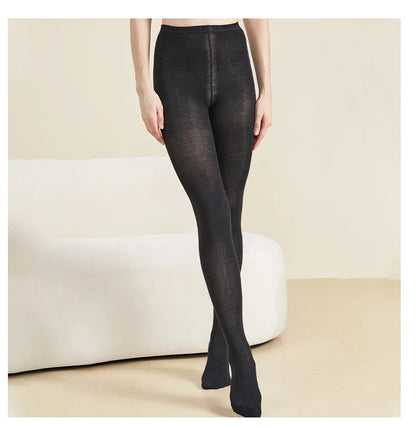 Women's Autumn and Winter Mulberry Silk Blend Tights Slim High Waist Skinny Anti-Hook Thick Warm Leggings Tights Stockings