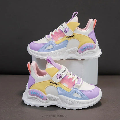 Kids Spring Sneakers Girls School Casual Shoes Outdoor Breathable Running Shoes Light Soft Tenis Pink Non-slip Children Shoes.