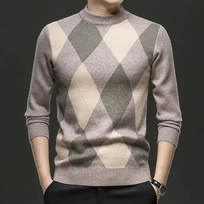 New High Quality Men's  Fashion Business Casual Knitted Sweater Warm Pullover Tops Mens Clothes