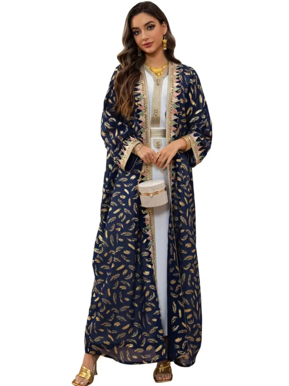 Muslim Abaya 3 Piece Set Women Party Dresses Cardigan Robe Sashes Suit Bronzing Jalabiya Ramadan Morocco Dubai Kaftan Vestidos.
