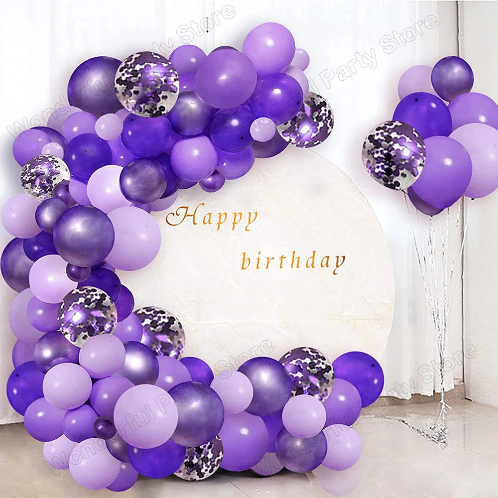 139 Stücke Dunkellila Licht Ballon Girlande Bogen Kit Metall Lila Gold Latex Ballons Hochzeit Party Braut Baby Dusche Geburtstag Dezember.