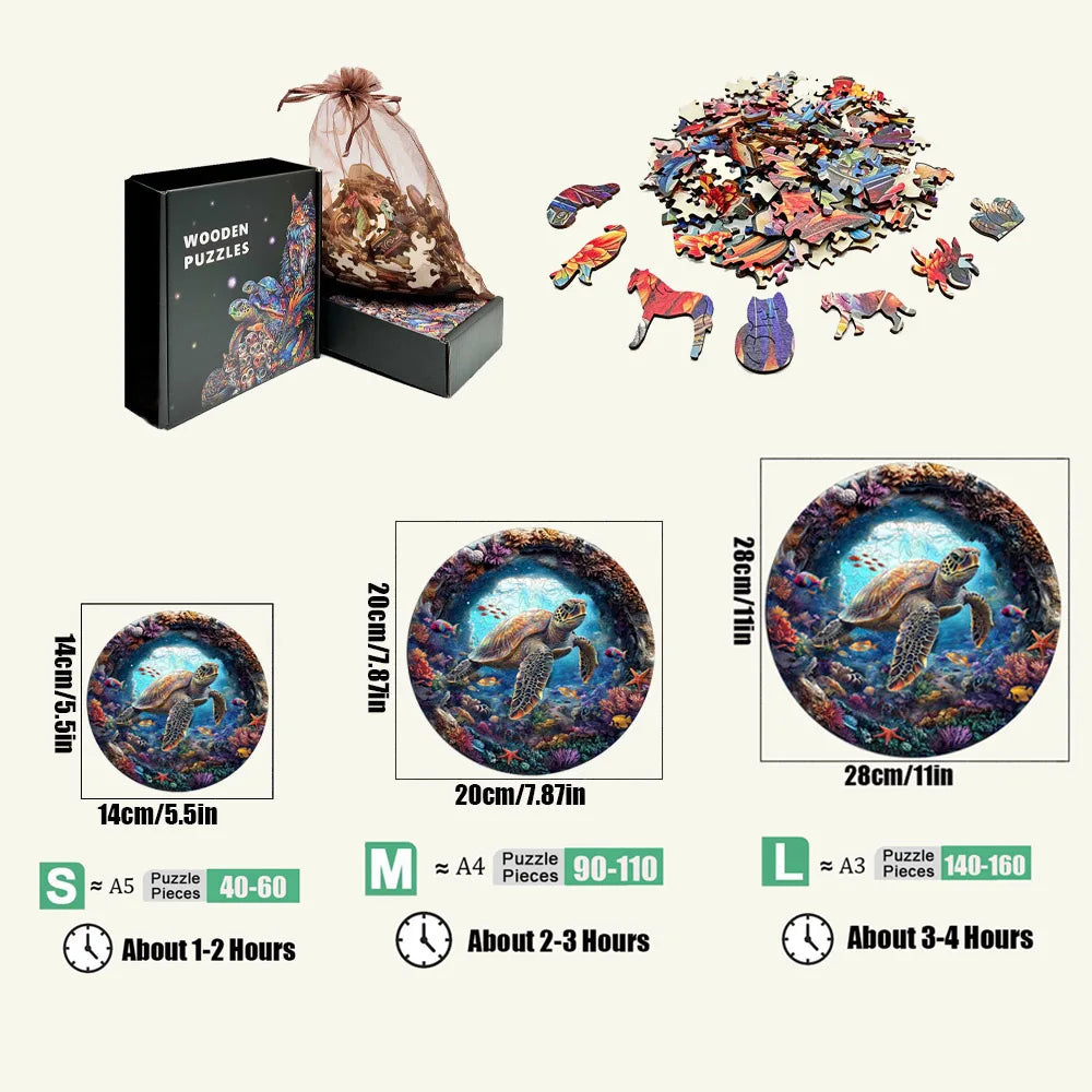 Deer in The Forest Wooden Puzzle Unique Shape Animal Puzzle Adult Relaxation Gift Exquisite Boxed Set with Decorative Artworks.