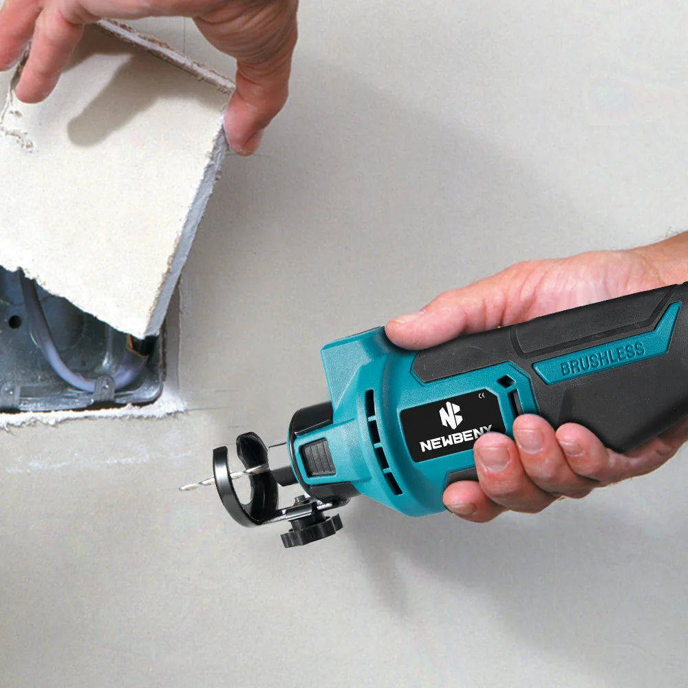 NEWBENY 3-Gang-Bürstenloses elektrisches Trockenbau-Ausschnittwerkzeug Holz Trockenbau Sheetrock Drehsäge Elektrowerkzeug für Makita 18–21 V Batterie-Pin