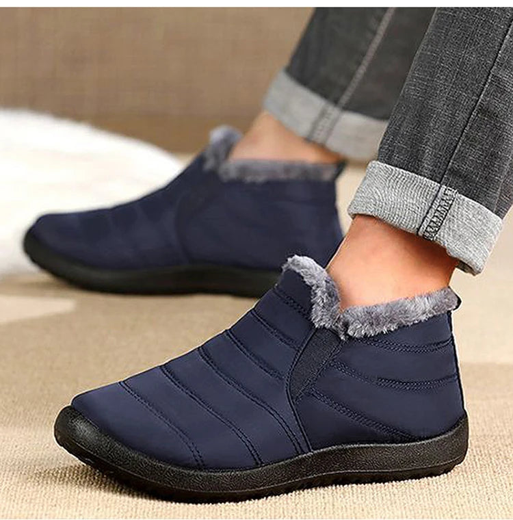 Snow Waterproof Boots Men Platform Shoes For Men Slip On Warm Fur Ankle Boots Men's Winter Shoes Plush Footwear Work Shoes.