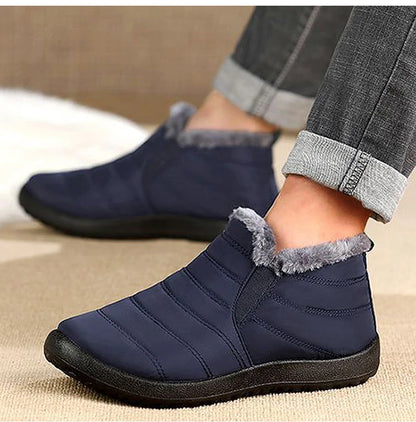 Snow Waterproof Boots Men Platform Shoes For Men Slip On Warm Fur Ankle Boots Men's Winter Shoes Plush Footwear Work Shoes.