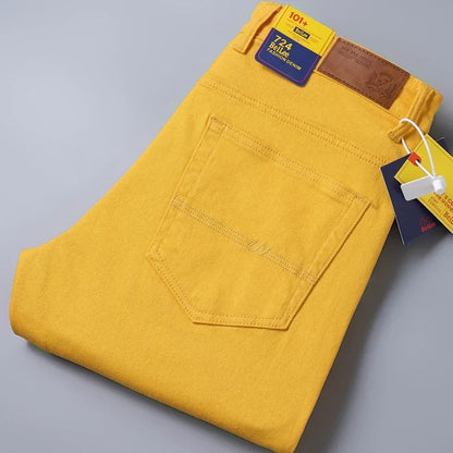 98% Cotton 4 Colors Stretchy Jeans Men's Mid-waist Straight Pencil Denim Trousers Brand Clothing Personality Fashion Male Pants