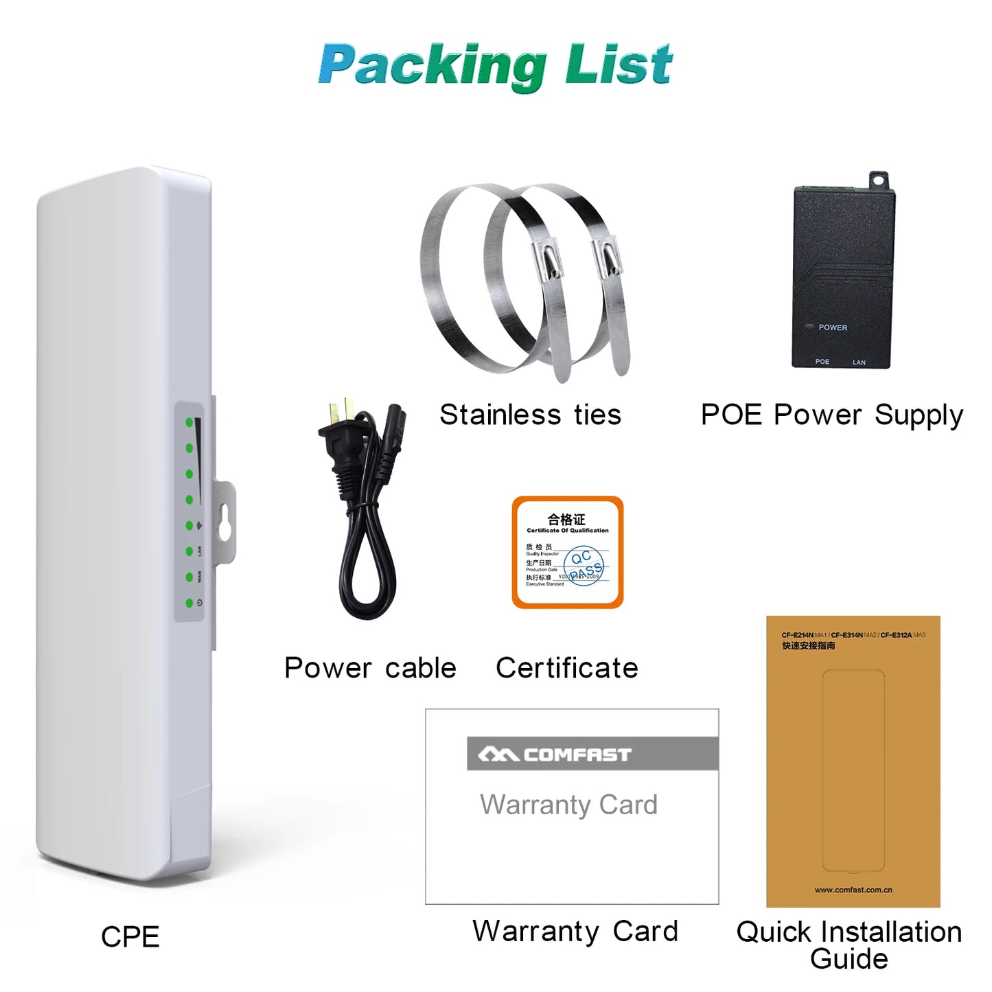 Comfast Outdoor Access Point 300Mbps 3-5KM Long Range Router CPE 2.4GHz Wireless Radio Bridge 2*14dBi Wifi Antenna Nanostation.