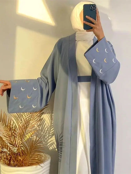 Ramadan Abayas For Women Moon Embroidered Kimono Abaya Dubai Luxury 2025 Islam Muslim Kaftan Modest Dress Kebaya Damen Caftan.