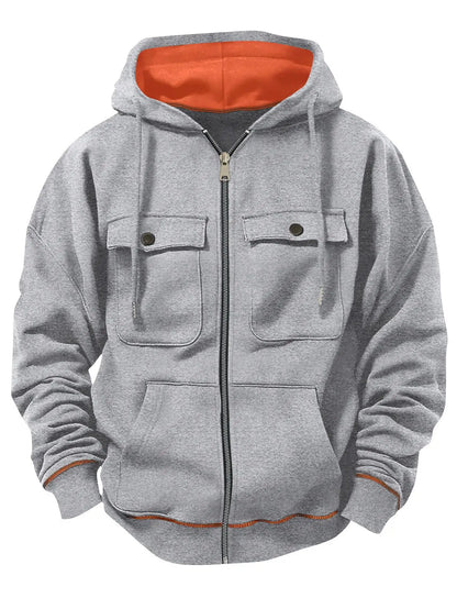 Autumn Winter Men's Fleece Warm Hooded Sweatshirt.