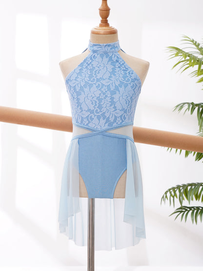 Mädchen Ballett Gymnastik Trikot lyrischen Tanz kleid ärmellose florale Spitze Tutu Tanz kleidung für Eiskunstlauf Bühnen performance.