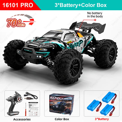 Teeggi 16101 /16102 PRO 1:16 High Speed RC Car With LED Light Drift 70KM/H 4WD RC Off-Road Car Monster Truck Toy For Kid Gifts
