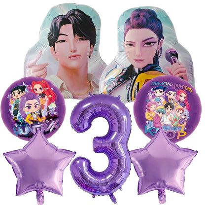 Kpop Dämon Jäger Geburtstag Luftballons Set Anzahl Ballon Anzug Folie Ballon Cartoon Geburtstag Party Liefert Dekor Baby Dusche Geschenk.