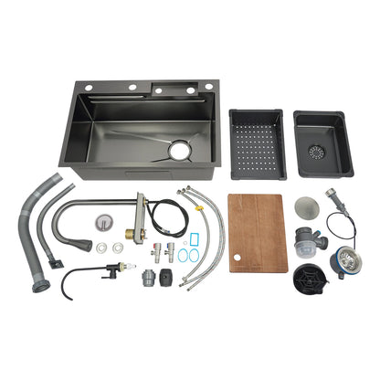 Edelstahl Rechteckige 68*45*21 cm Küche Waschbecken Große Single Slot Wasserhahn Set Seifenspender Tasse Waschmaschine