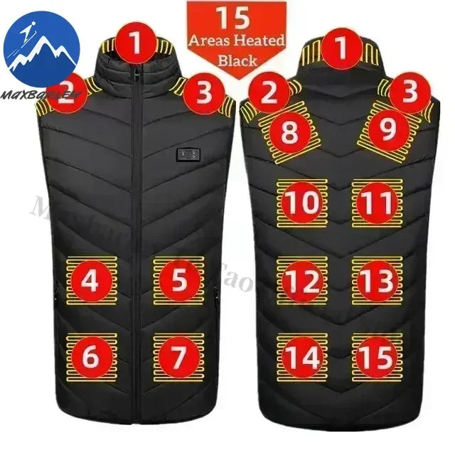 21 Zone Heating Vest Mens USB Infrared Thermal Jacket Smart Heated Clothes New Winter Cold-proof Thick Sleeveless Coat Hiking