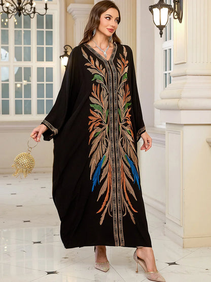 Frauen bestickte lange Kaftane Plus Size Kaftan Kleider Strand Badeanzug Cover Up Moomoo Kleid marokkanische Robe