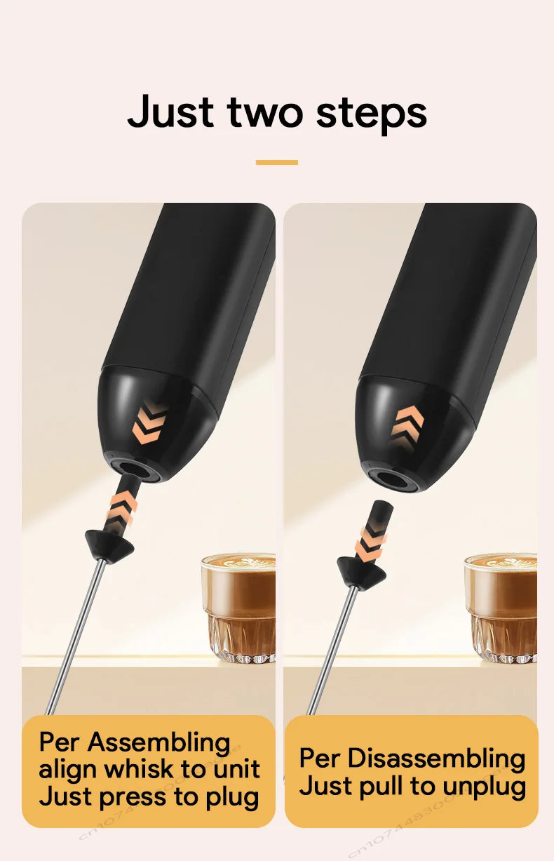 Electric Milk Frother USB Rechargeable Handheld Egg Beater 3 Speeds Foam Maker Mixer Coffee Drink Frothing Wand Foamer Kitchen.