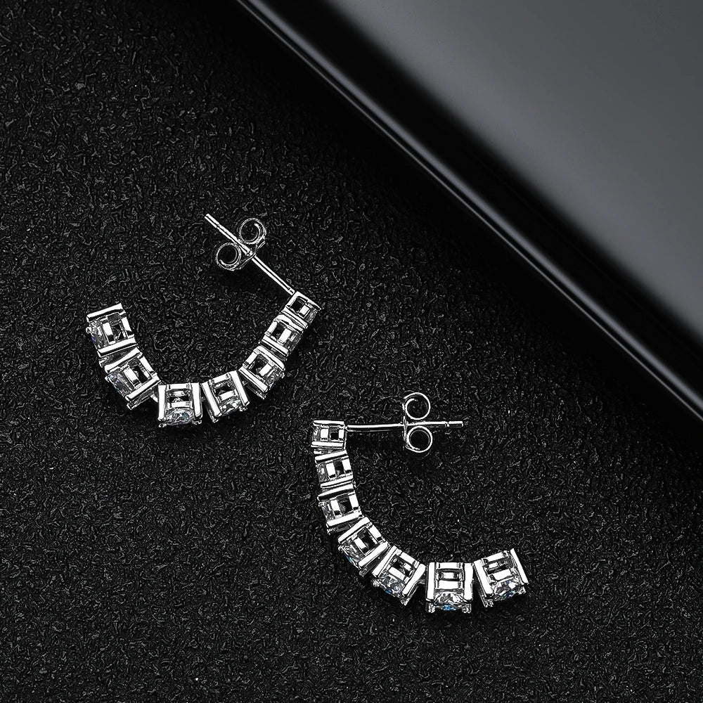 KNOBSPIN D VVS1 Moissanite Pandent Earrings for Woman Wedding Jewely with GRA s925 Sterling Sliver Plated 18k White Gold Earring.