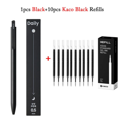 KACO Gelschreiber, Press-Signaturstift, Schreibwaren, Metall-Stiftclip, 0,5 mm, schwarze Tinte, schnell trocknend, großes Fassungsvermögen, 800 m, glattes Schreiben