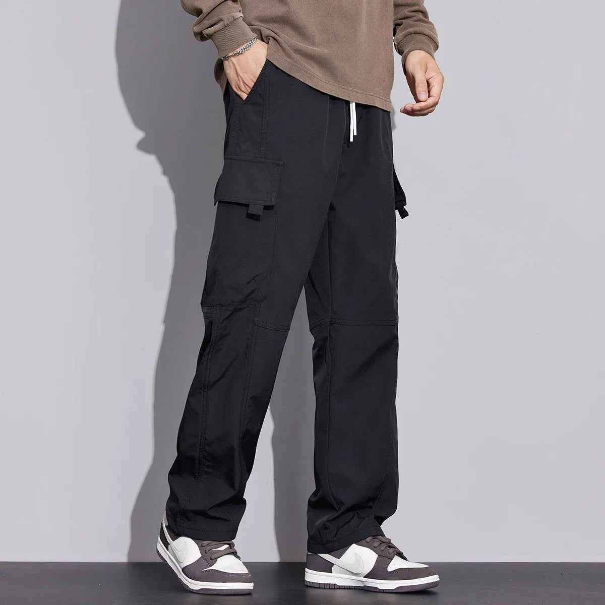 New in Tall Men Cargo Pants Elastic Waist Extra Long Length 115cm Male Waterproof Trousers Lengthened Slim Thin Leg 190cm 200 Cm.
