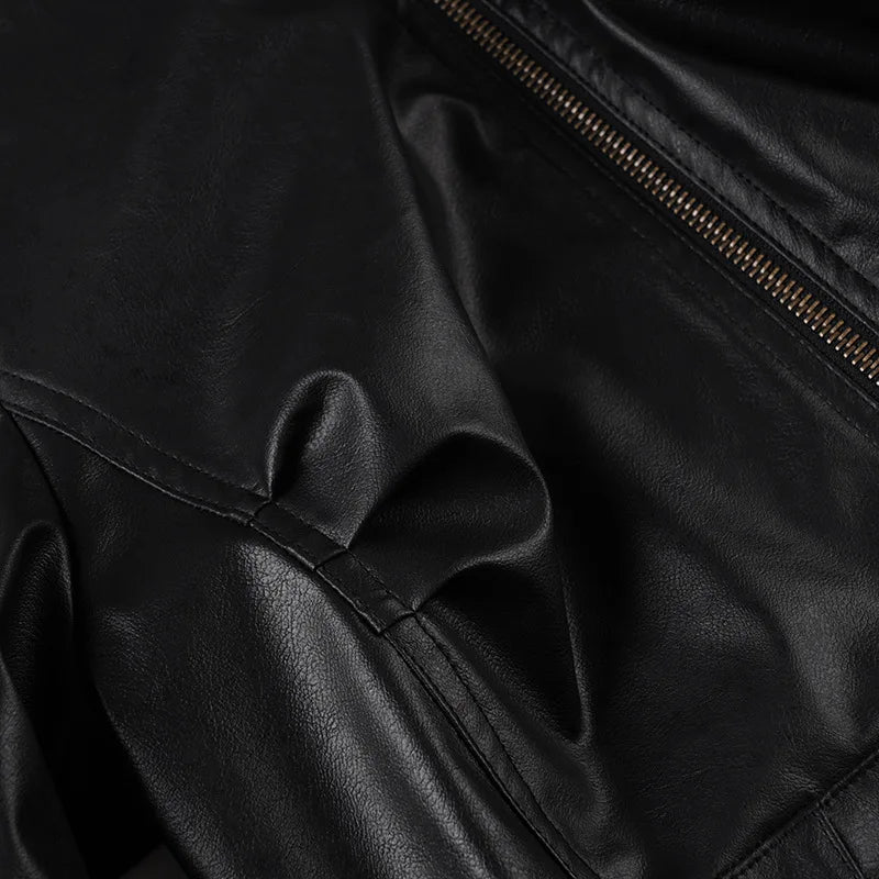 AltGoth Harajuku Streetwear Pu Leder Jacke Mall Gothic Cyber Punk Rollkragen Crop Mäntel Hipster Dark Grunge Rave Outfit Femme