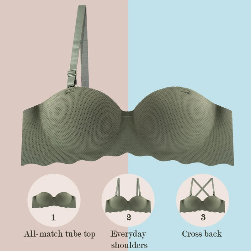 Sexy Push Up Bra for Women Sweet Wireless Brassiere Breathable Seamless Underwear 1/2 Cup Gather Female Lingerie Bralette.