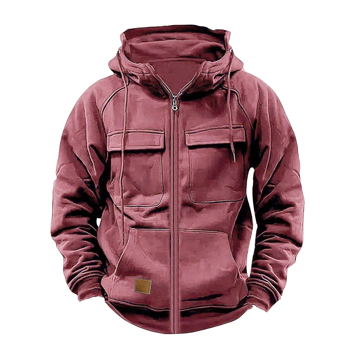 New Autumn Winter Men's Hooded Solid Hoodies Jackets Multi Pockets Male Zipper Sweatshirts Sports Outdoor Casual Hoodie Coat.