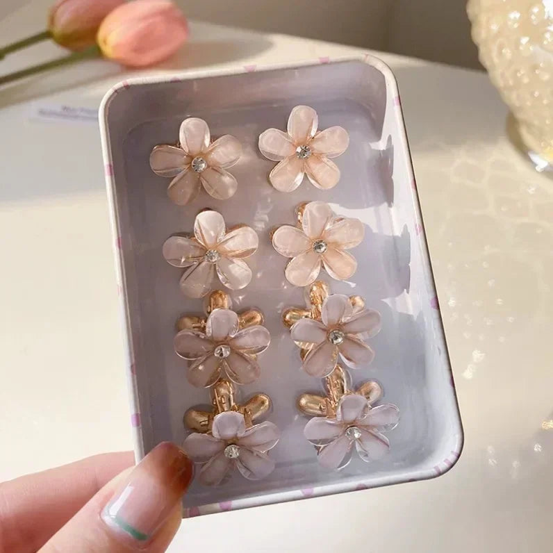 1/10pcs Cute Mini Flower Hairclip Claws Women Girls Colorful Opal Hairpins Sweet Small Headdress Barrettes Accessories.