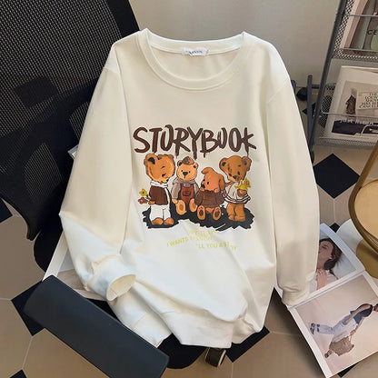 170kg plus size Damen büste Herbst bär bedrucktes Sweatshirt lockeres Langarm-Freizeit oberteil 6xl 7xl 8xl 9xl 10xl 11xl.