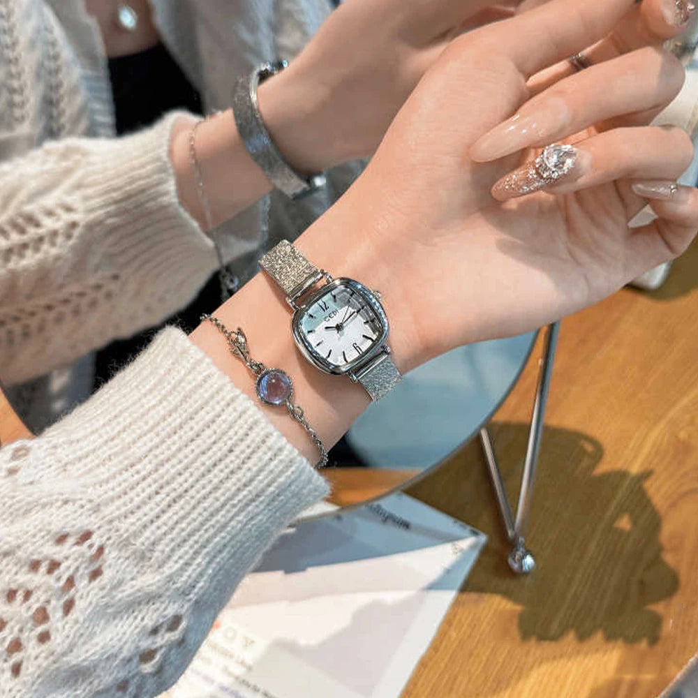 GEDI Golden Watch Light Luxury Quartz Stainless Steel Watch Casual Fashion Dress Temperament Waterproof Women's Wristwatches.